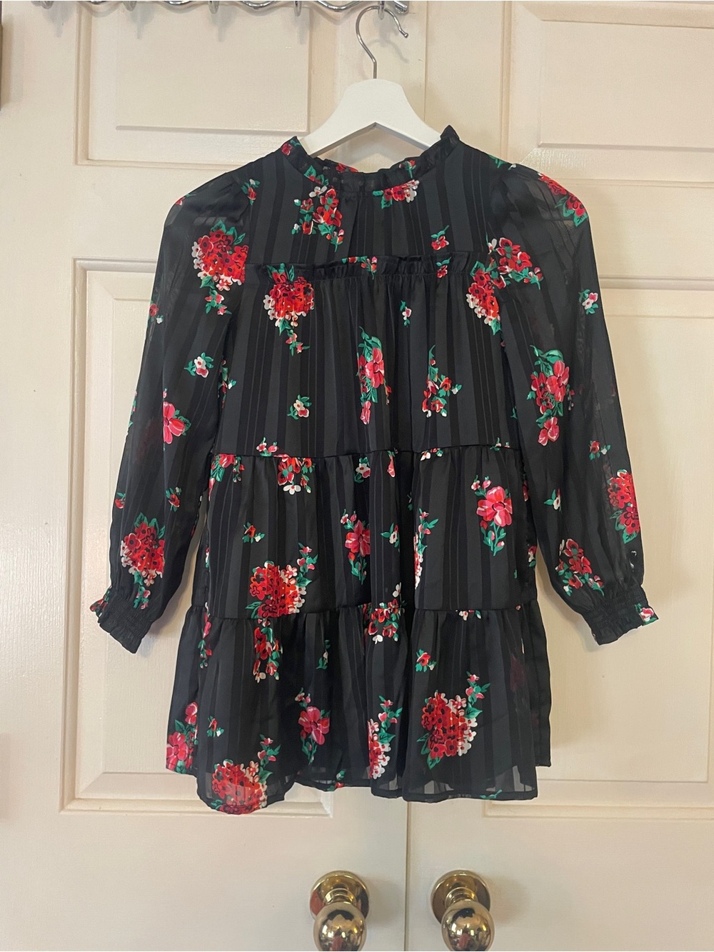 Cat & Jack Girl's Floral Tiered Dress | Coquette Ruffle Neck S (6/7)